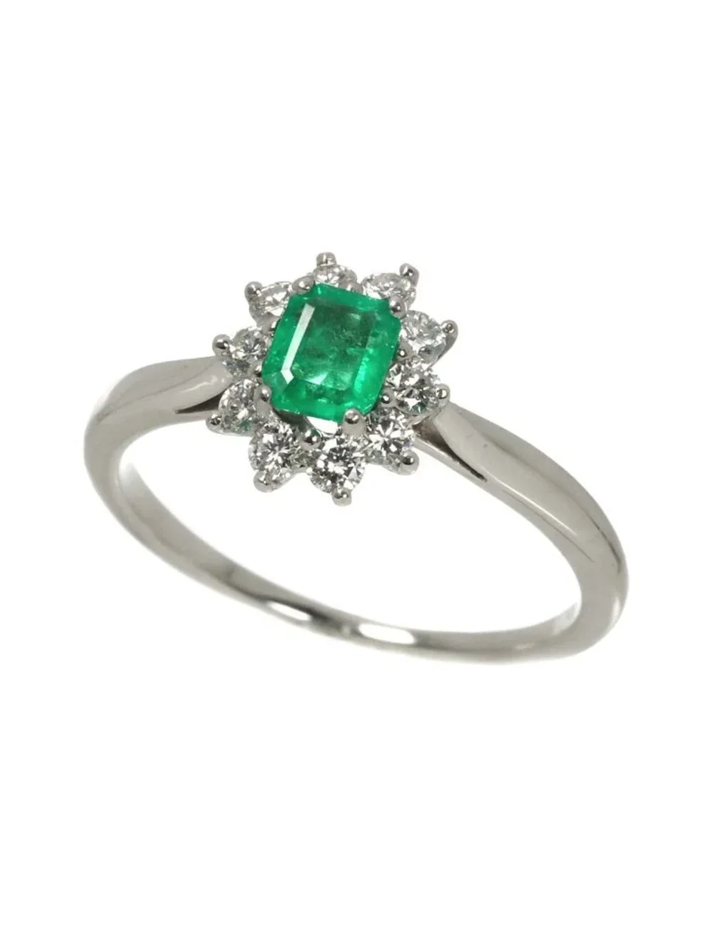 Tiffany & Co Ring Emerald Diamond Pt Platinum